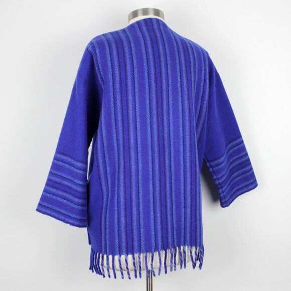 1970s Isabella Ihlen Blue Wool Fringe Jacket - Handmade in Norway - Picture 3 of 8
